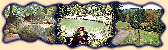 Glöckner, Badesee an der Ebertswiese, Waldstück am Rennsteig-Radwanderweg